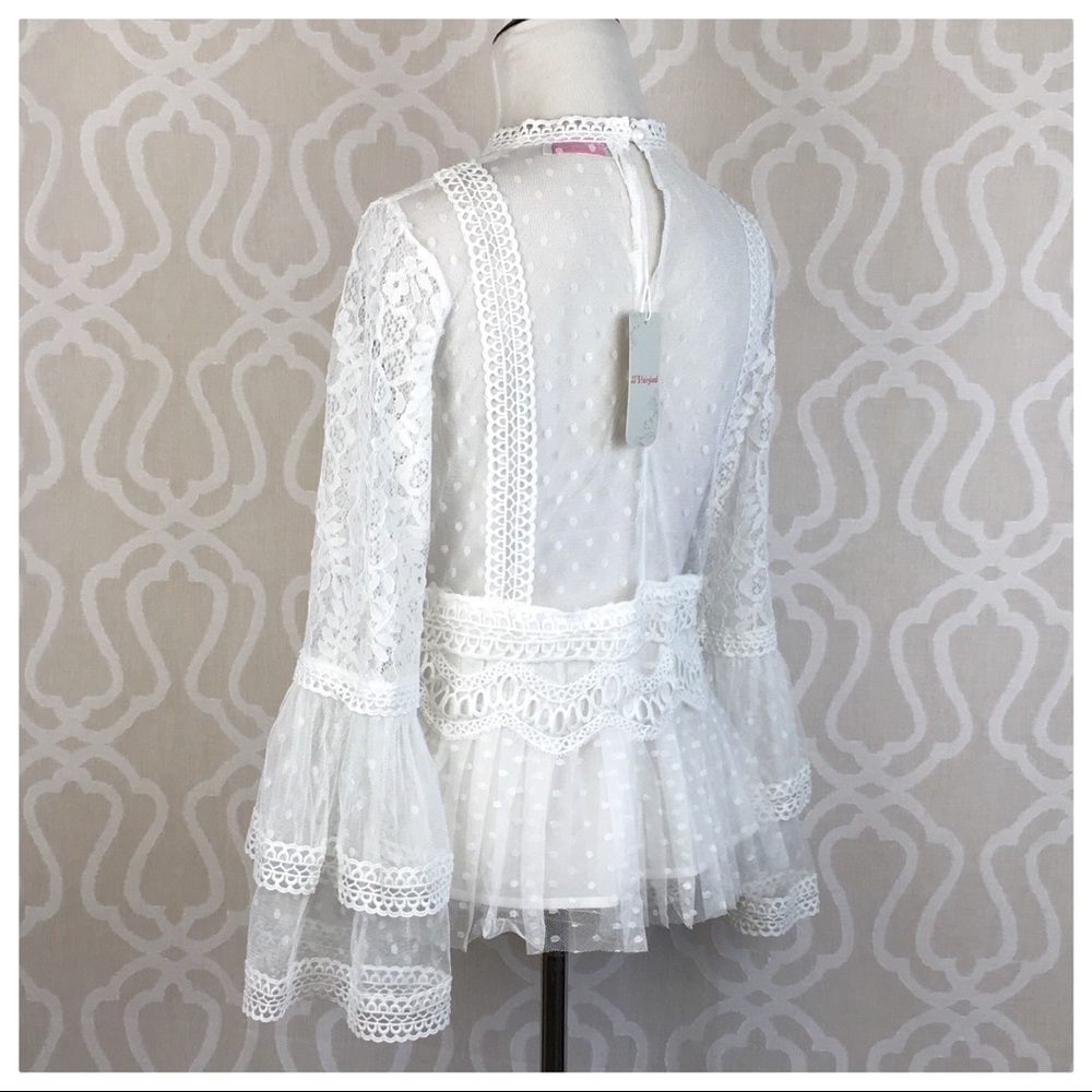 Fancy Lace Peplum Layering Top - Picture 4 of 8